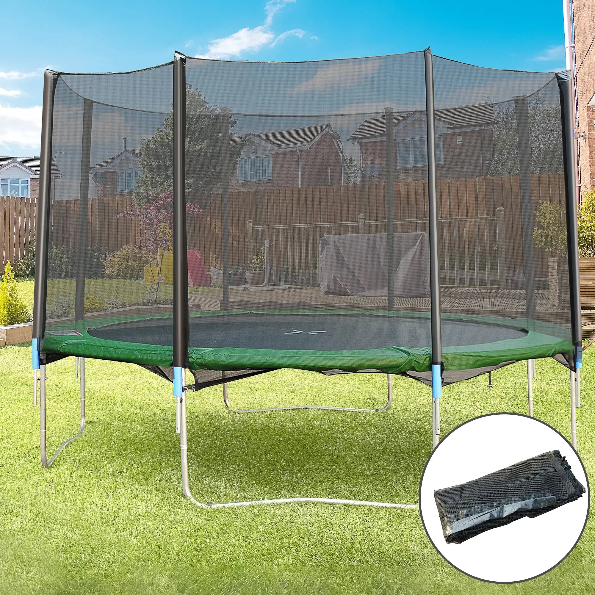 12FT Trampoline Net Enclosure, 8 Poles, Safety Accessories, Black Trampolines at Gallery Canada