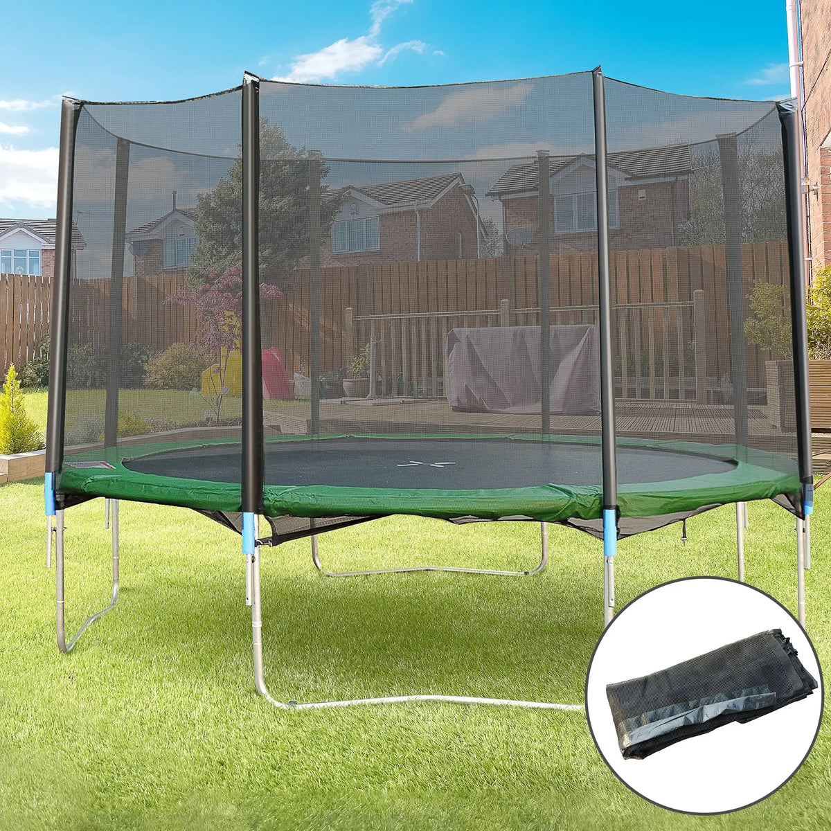 12FT Trampoline Net Enclosure, 8 Poles, Safety Accessories, Black Trampolines at Gallery Canada