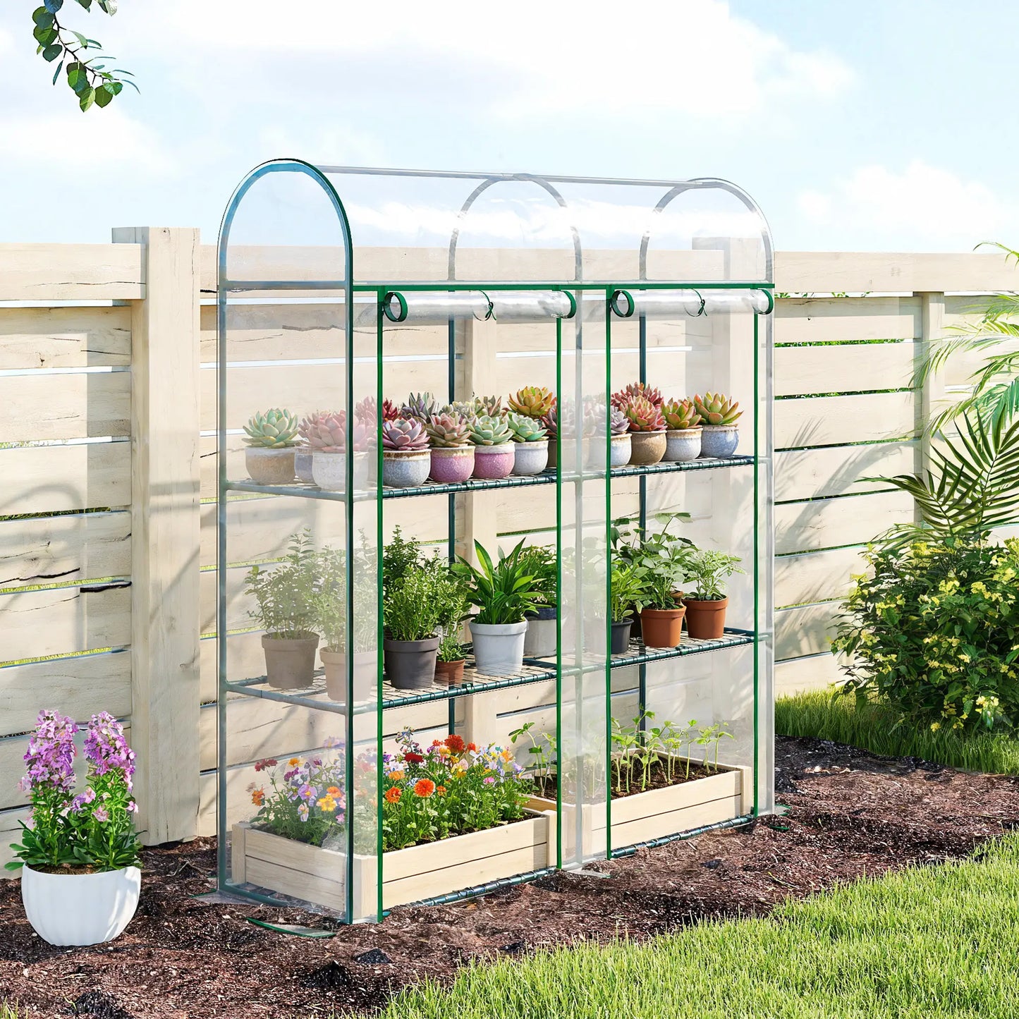 3 Tier Mini Greenhouse, 56.3" x 18.1" x 64.6", Clear Portable Greenhouses at Gallery Canada