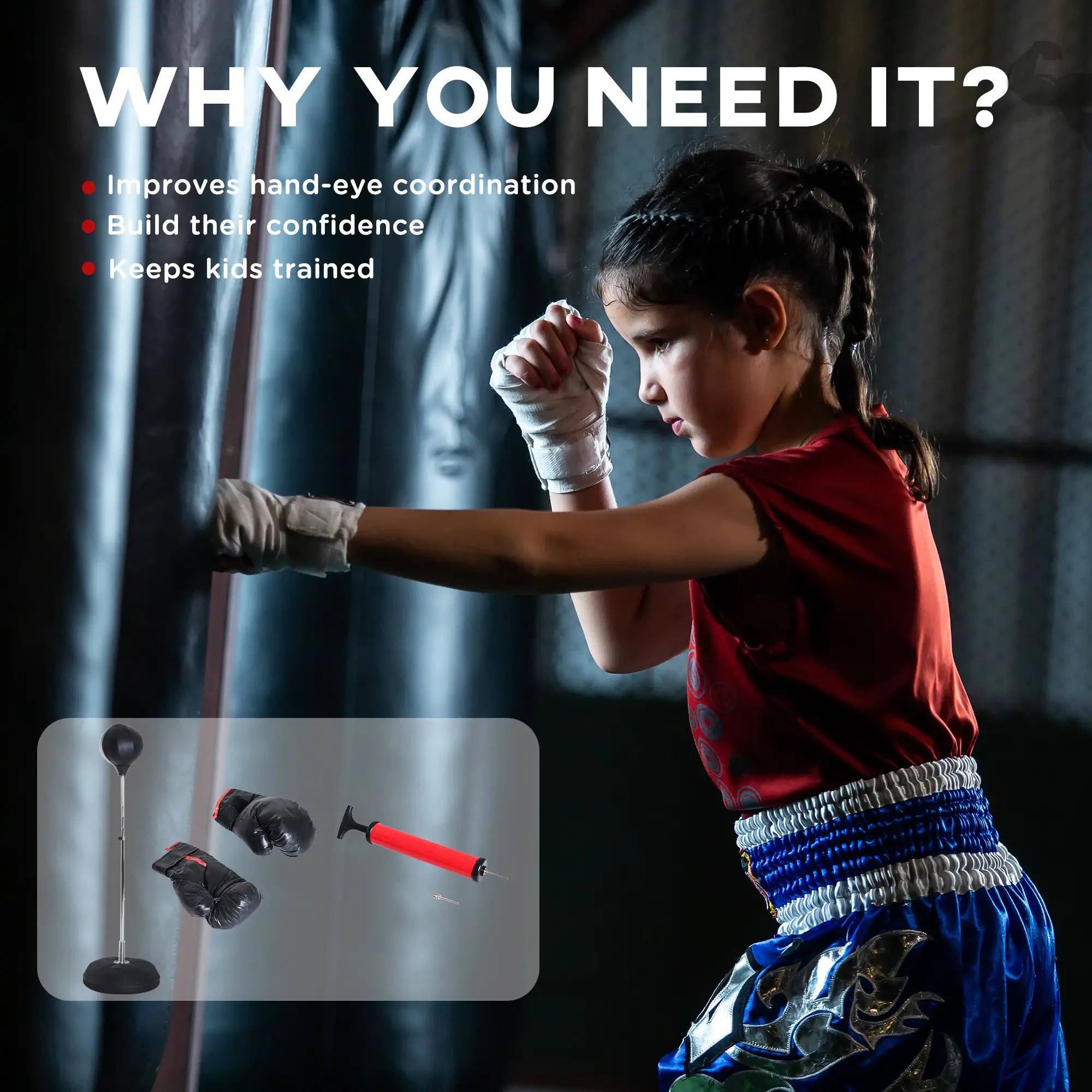 Freestanding Boxing Bag, Adjustable 49.6-56.7in, Black Punching Bag Stands at Gallery Canada