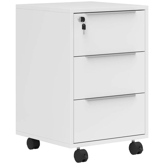 3-Drawer File Cabinet with Wheels, Vertical, Lock, White Office Cabinets & Cupboards White at Gallery Canada