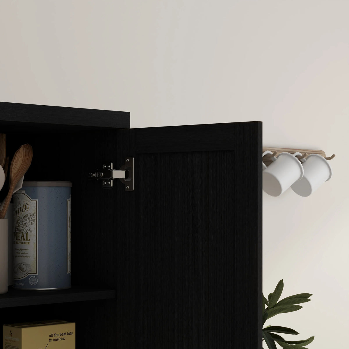 63" Kitchen Storage Cabinet, 5-Tier Pantry with Doors, Adjustable Shelves, Black Kitchen Pantry Cabinets at Gallery Canada