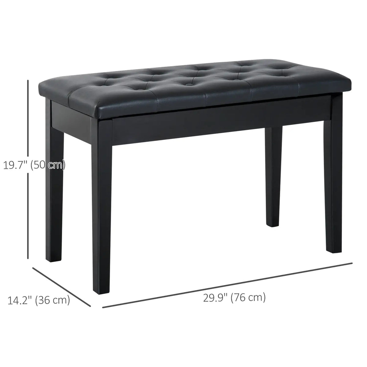 Padded Piano Bench With Storage, Faux Leather, Wood Legs, Black Piano Benches at Gallery Canada