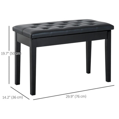 Padded Piano Bench With Storage, Faux Leather, Wood Legs, Black Piano Benches at Gallery Canada