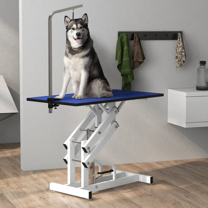 Adjustable Dog Grooming Table With Arm, Noose, Non-Slip, Blue Dog Grooming Tables at Gallery Canada