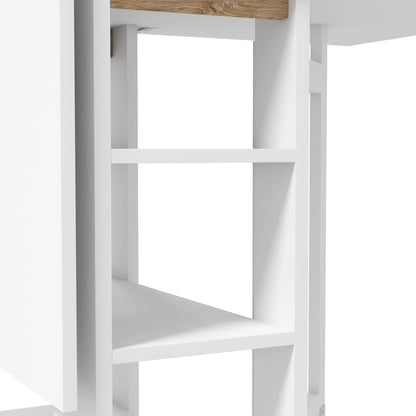 Folding Dining Table with Storage, Drop Leaf Kitchen Table for Small Spaces, White Bar Tables & Dining Tables at Gallery Canada