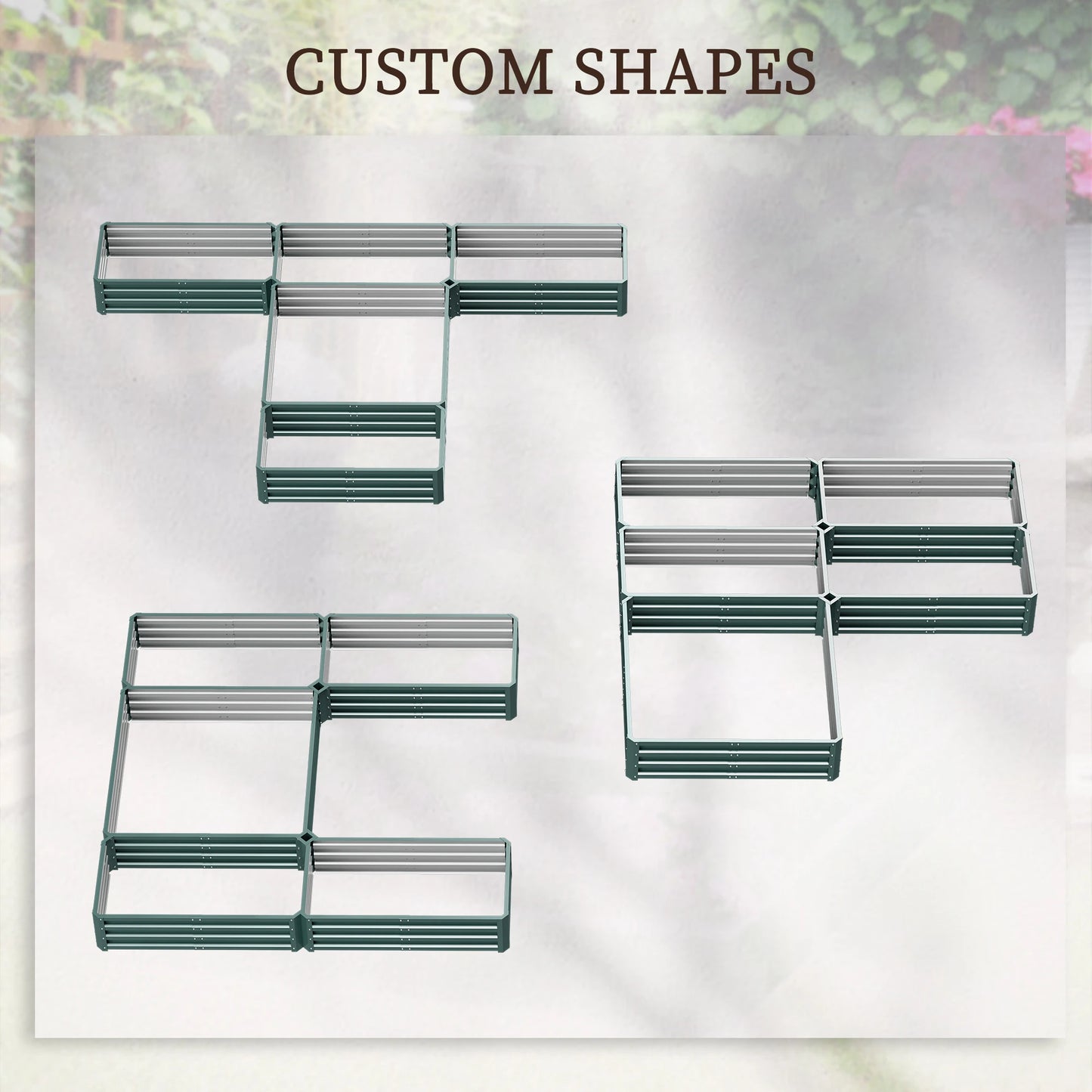 Steel Raised Garden Bed, Set of 5, 8x8x1ft, Green Galvanized Planter Boxes at Gallery Canada
