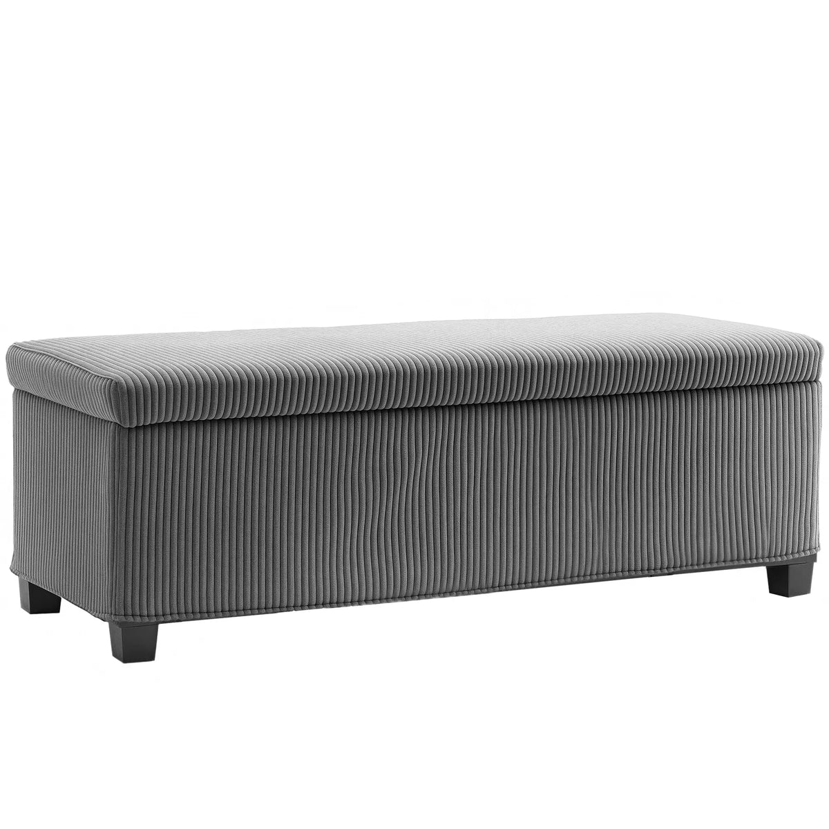 44 Inches Ottoman Storage Bench, Corduroy Lid, Grey Storage Ottomans & Benches at Gallery Canada