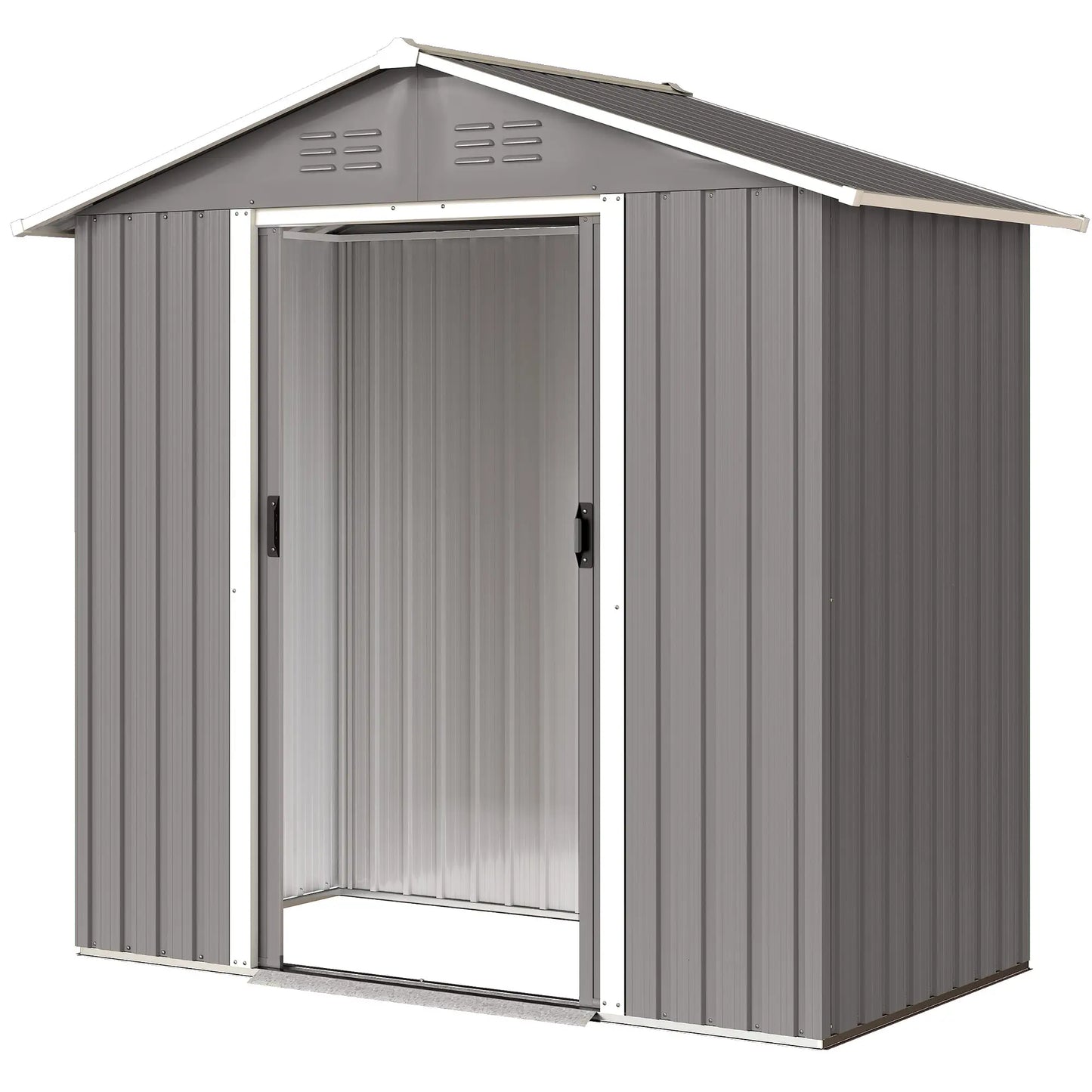 6.5x3.5ft Metal Garden Storage Shed, Double Sliding Doors, Light Grey Sheds Light Grey at Gallery Canada