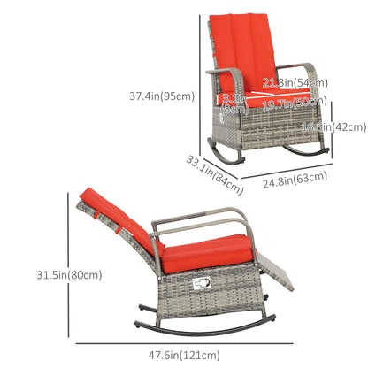 Outdoor Wicker Rocking Chair With Cushion, Red Outdoor Rocking Chairs at Gallery Canada