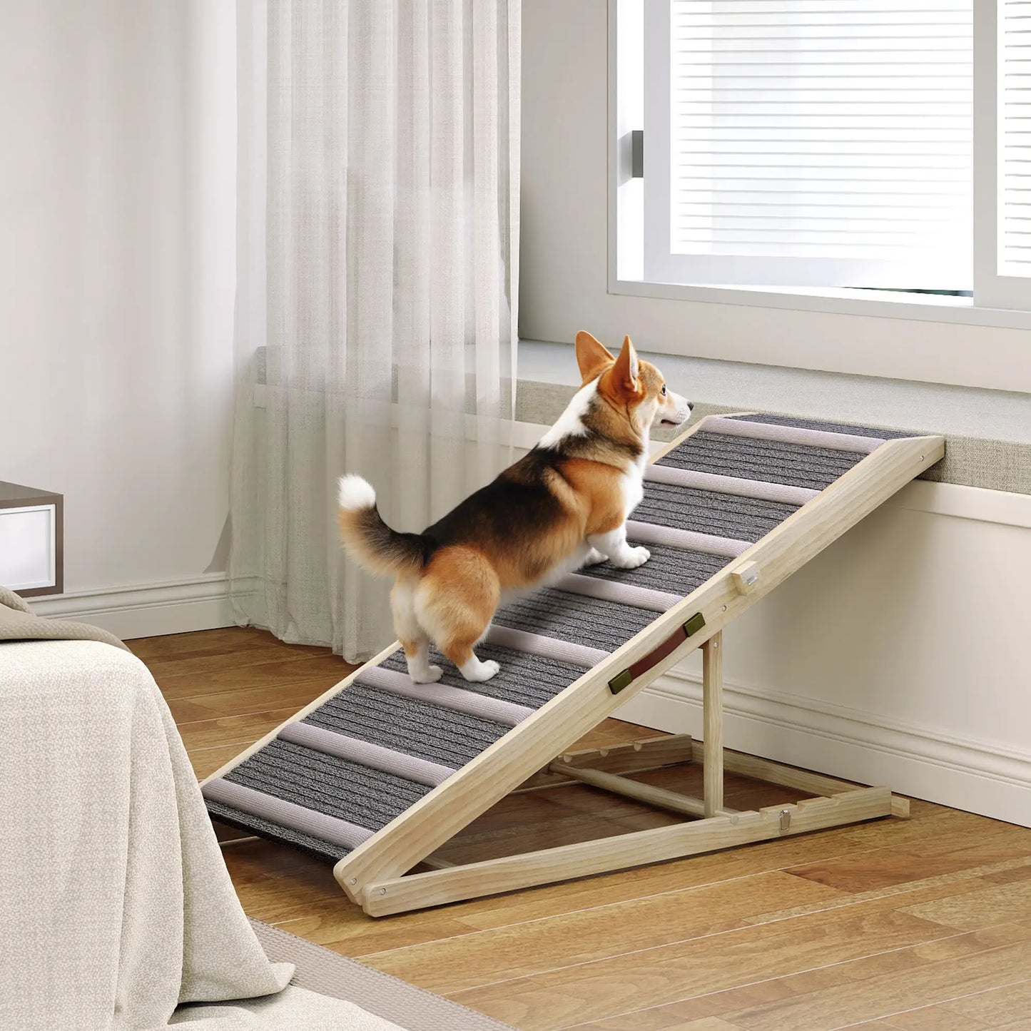 Foldable Dog Ramp For Couch, 4 Adjustable Height 16" to 23.5" Dog Stairs at Gallery Canada