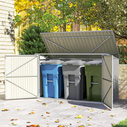 7.6 x 3.4ft Storage Shed, 3 Bin Organizer, Lockable Doors, Silver Grey Sheds at Gallery Canada