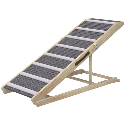 Foldable Dog Ramp For Couch, 4 Adjustable Height 16" to 23.5" Dog Stairs Natural, Grey at Gallery Canada