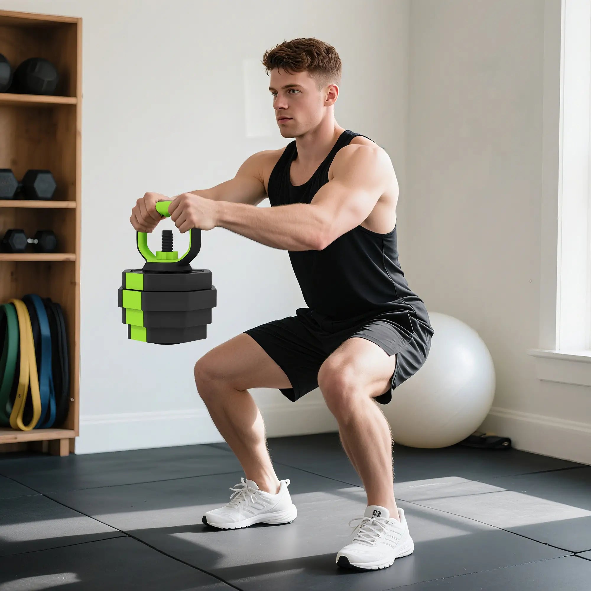 4-in-1 Adjustable Dumbbell Set, 66lbs, Green Dumbbells & Barbells at Gallery Canada