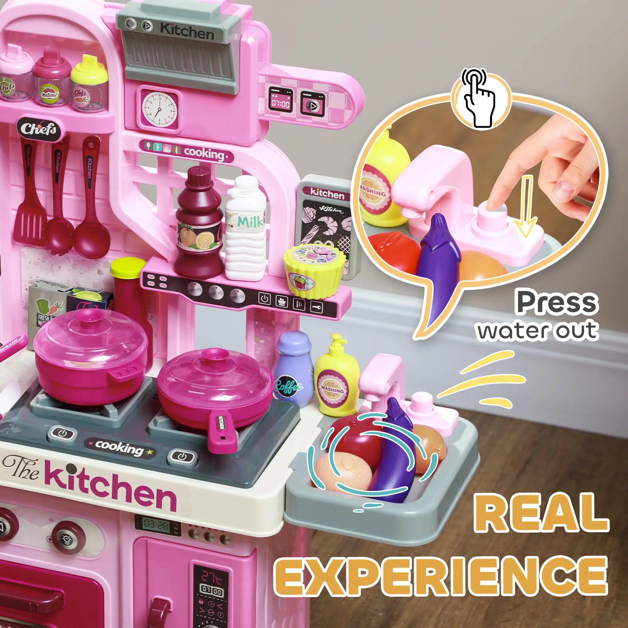 Kids Play Kitchen With 33 Accessories, Lights & Sounds, 3-6 Years Play Kitchen at Gallery Canada