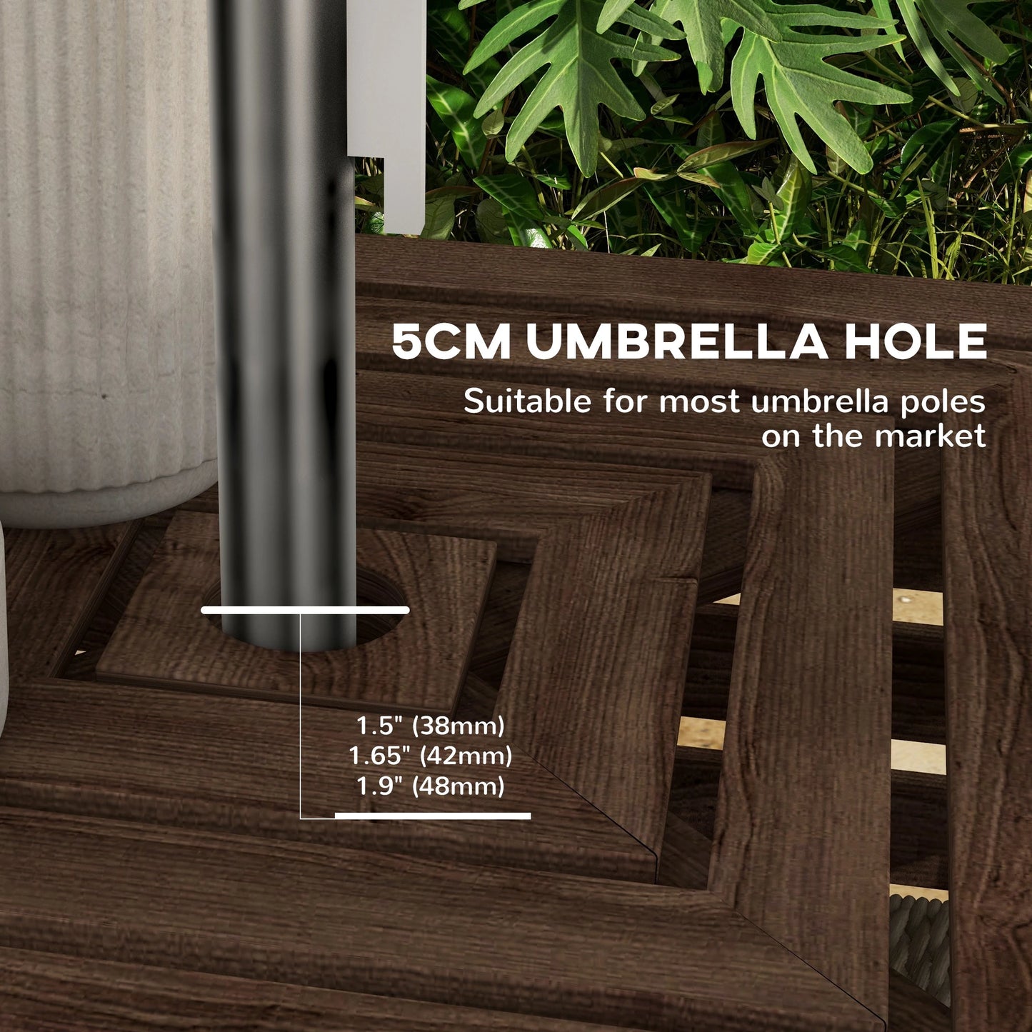 Outdoor Umbrella Base Storage Box, Wooden Patio Side Table, Brown Patio Storage Boxes at Gallery Canada