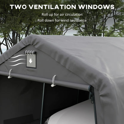 12' x 20' Portable Garage, Heavy Duty Carport Canopy, Light Grey