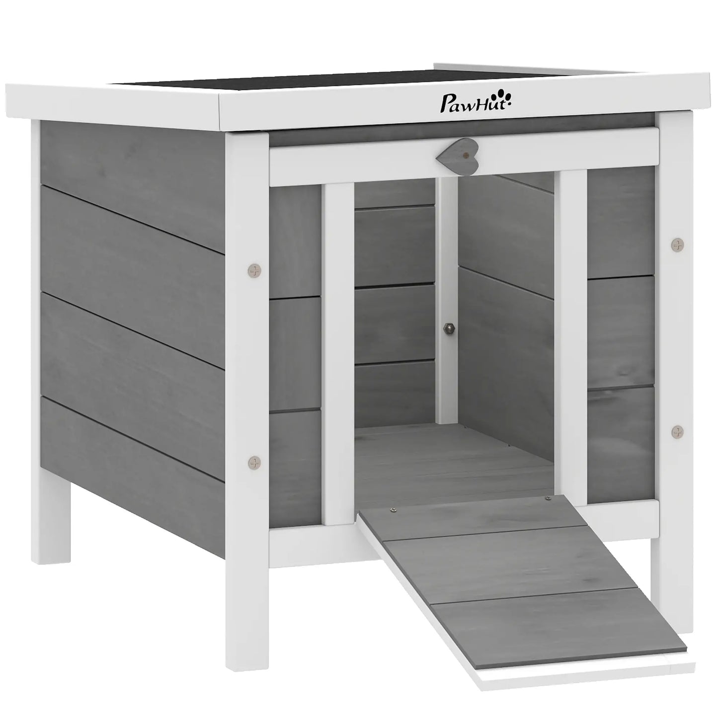 Wooden Rabbit Hutch, Bunny Cage, Outdoor Cat House, 20"x16.5"x17", Grey Rabbit Hutch Grey at Gallery Canada