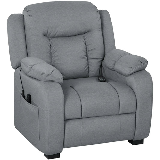 Massage Recliner Chair, Quiet Brushless Motor, Pet-Friendly Fabric, 2 Memory Positions, Grey