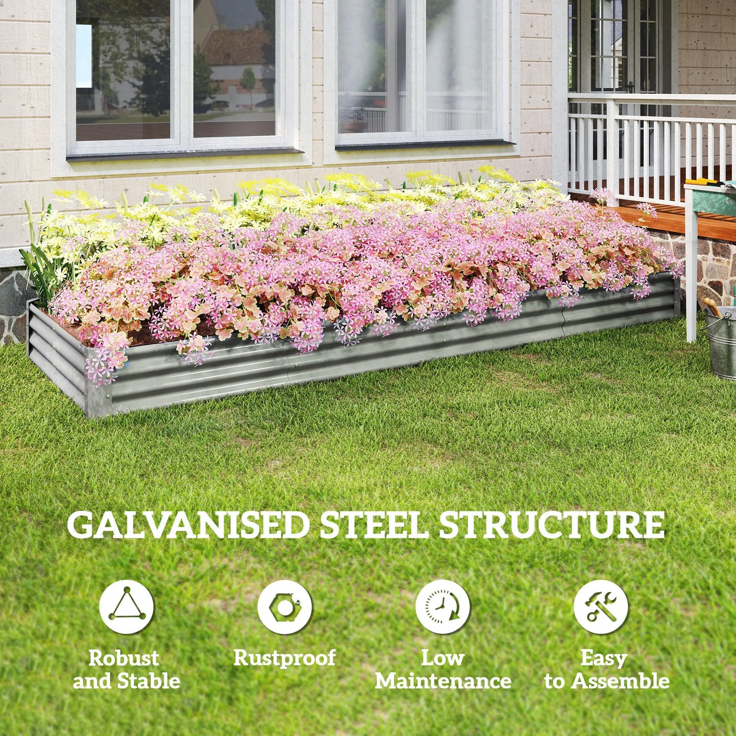 12 x 4 x 1ft Galvanized Raised Garden Bed, Outdoor Planter Box, Silver Raised Garden Beds at Gallery Canada