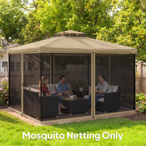 Mosquito Netting For Gazebo, 10' x 13', Khaki, Black