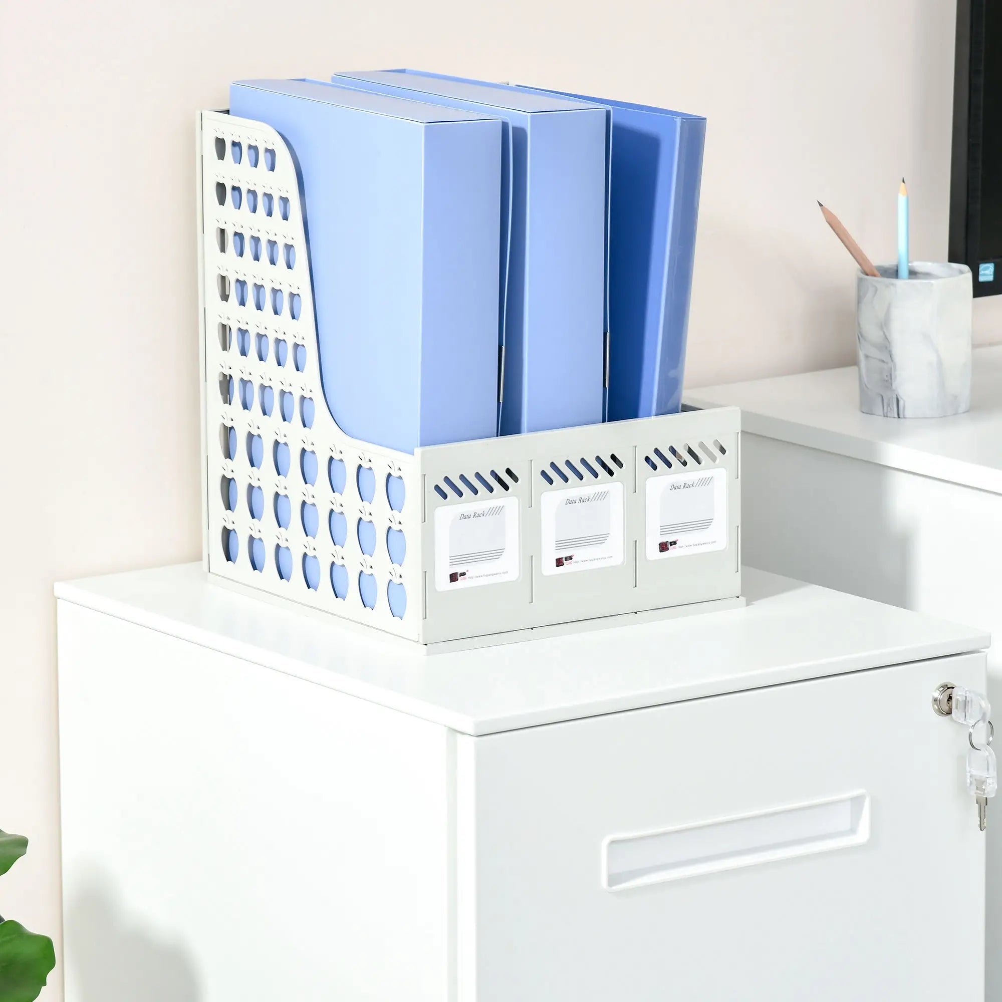 Vertical File Cabinet, Adjustable Partition, A4 Letter Size, Lockable, White Office Cabinets & Cupboards at Gallery Canada
