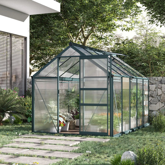 6' x 10' x 6.6' Polycarbonate Greenhouse, Walk-In Garden Kit, Green Walk In Greenhouses Green, Clear at Gallery Canada