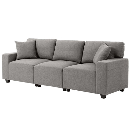 3-Seater Sofa With Storage Pockets, Grey 3-Seater Sofas Grey at Gallery Canada