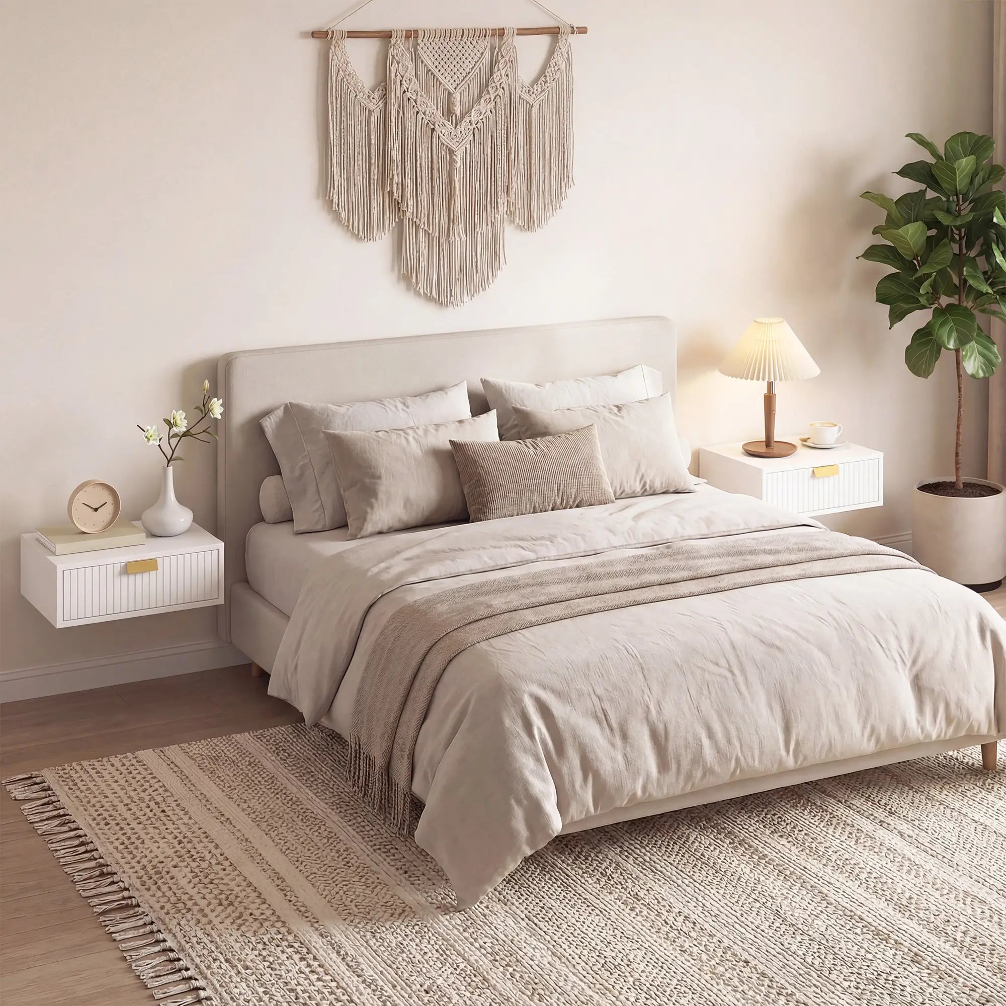 Floating Nightstands Set Of 2, Wall Mounted Bedside Tables, White Bedside Tables at Gallery Canada