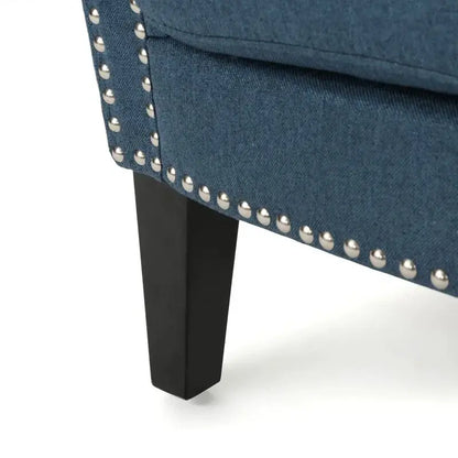 Modern Accent Chair, Wood Legs, 31" L x 29.5" W x 31.5" H, Navy Blue Accent Chairs at Gallery Canada