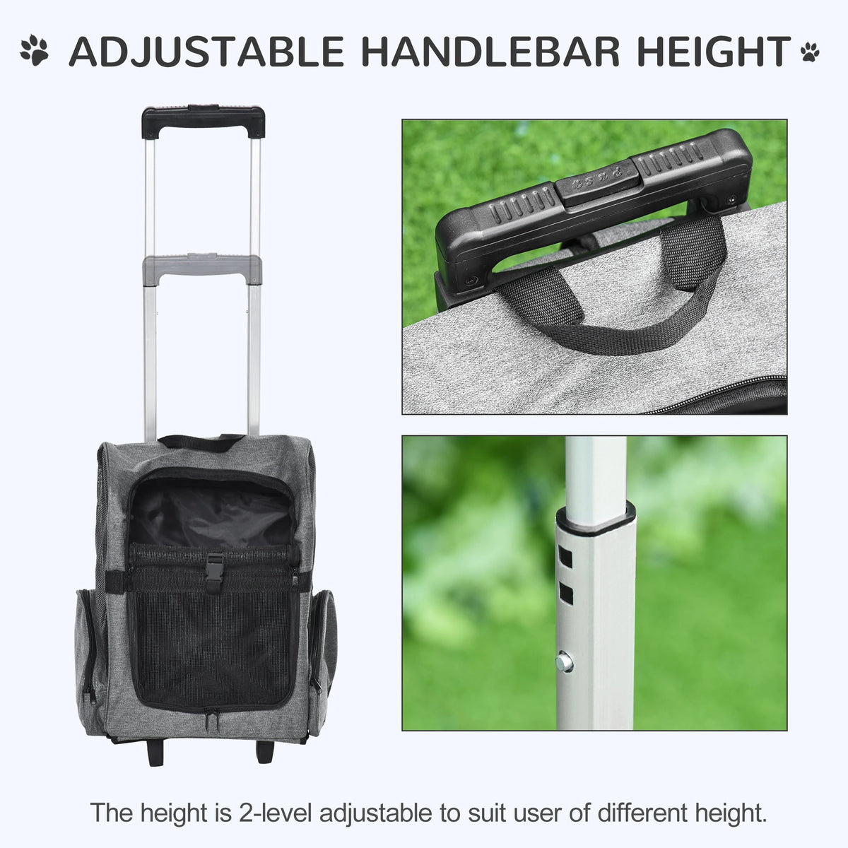 2-in-1 Pet Carrier Backpack, Rolling Wheel, Grey Dog Bike Trailers & Strollers at Gallery Canada
