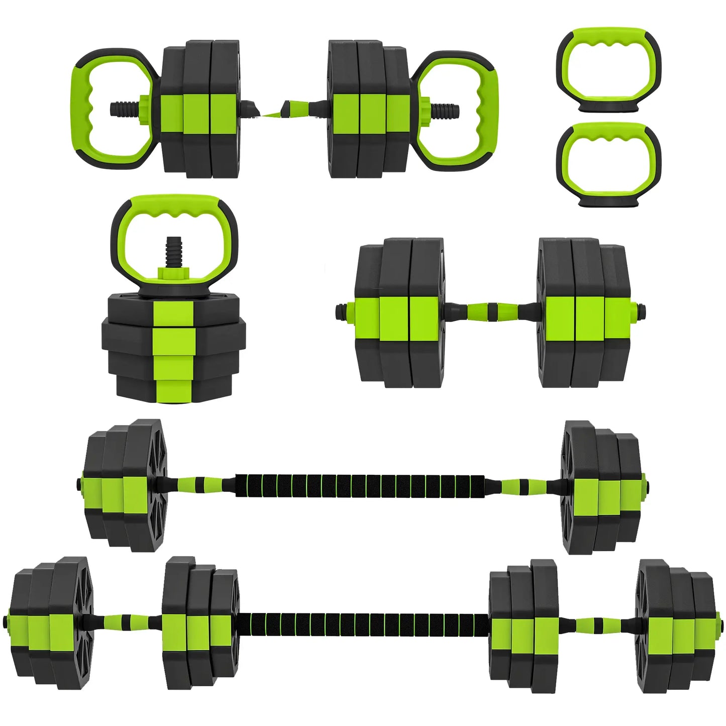 4-in-1 Adjustable Dumbbell Set, 55lbs, Green Dumbbells & Barbells Green at Gallery Canada