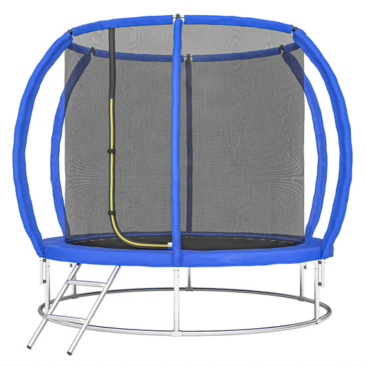 8ft Trampoline, ASTM Certified, Circular Base, Enclosure Net, Ladder Trampolines Blue at Gallery Canada
