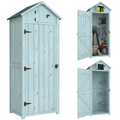 30" x 21" x 71" Garden Storage Shed, Outdoor Tool House, 3 Tier Shelves, Blue Sheds at Gallery Canada