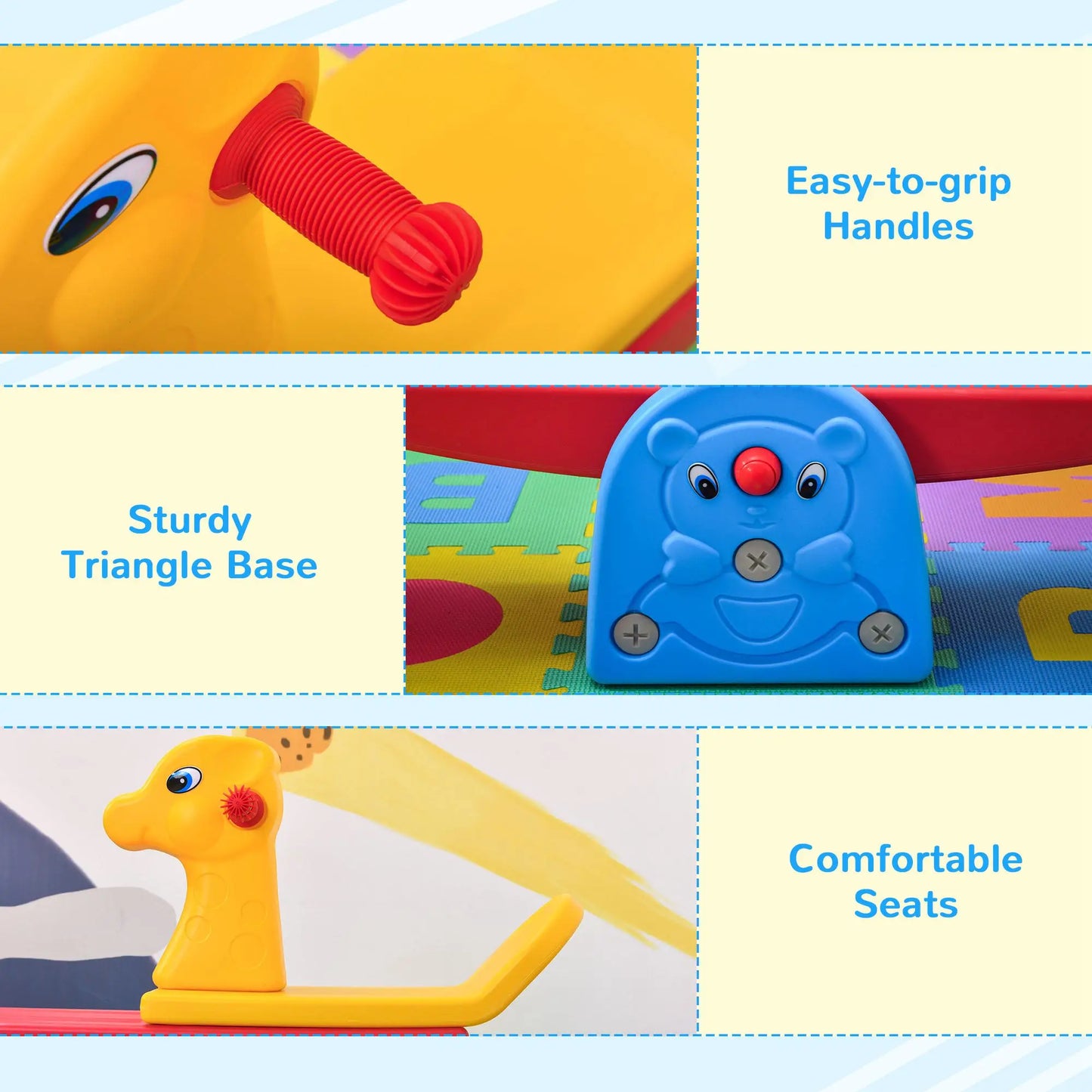 Kids Seesaw, 2 Seats with Easy-Grip Handles, Indoor Outdoor, 12-48 Months, Multicolor Gym Sets & Swings at Gallery Canada