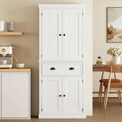 72 Inch Kitchen Pantry, Storage Cabinet with Drawer, White, White Kitchen Pantry Cabinets at Gallery Canada