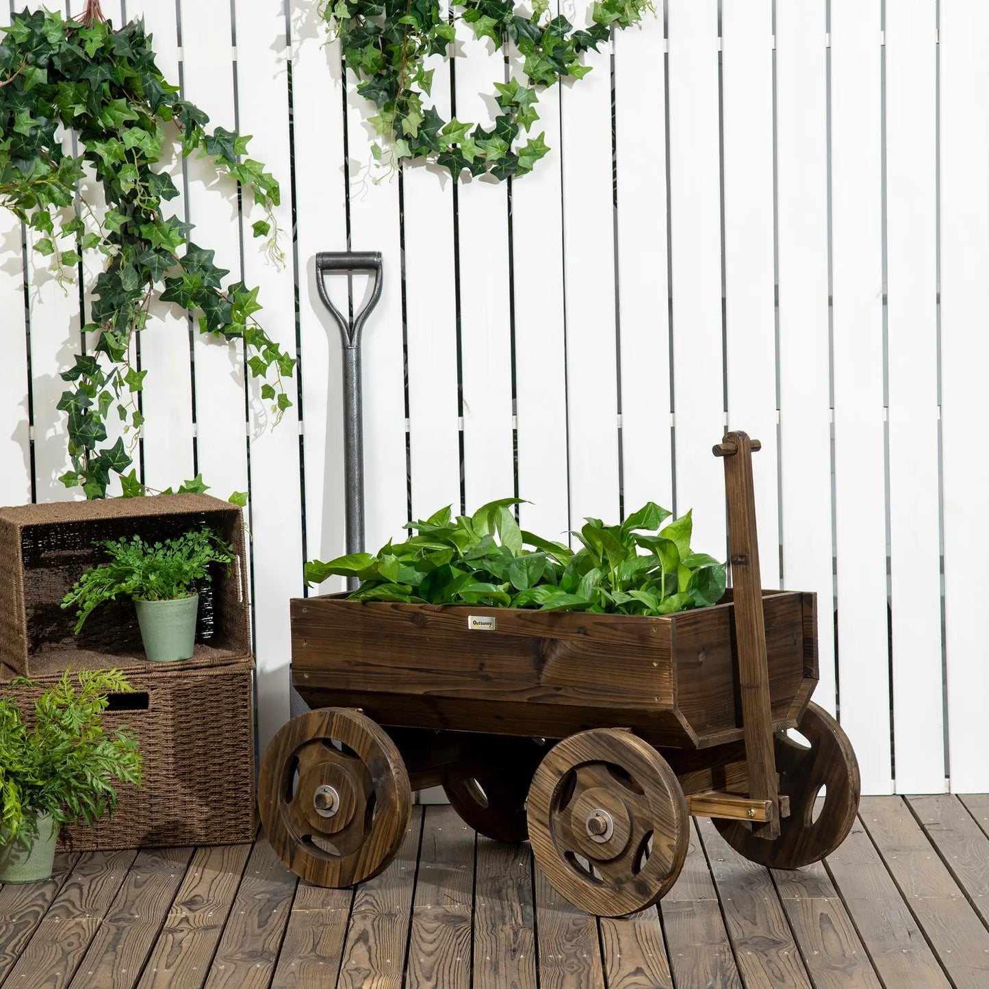 Wooden Raised Garden Bed, Flower Cart With Wheels, Outdoor Planters Wooden Planter Boxes at Gallery Canada