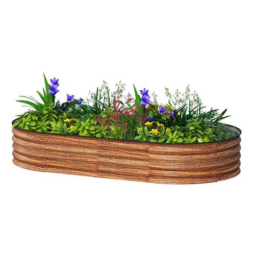 6' x 3' x 1' Galvanized Metal Raised Garden Bed, Brown Outdoor Planter Box, Brown