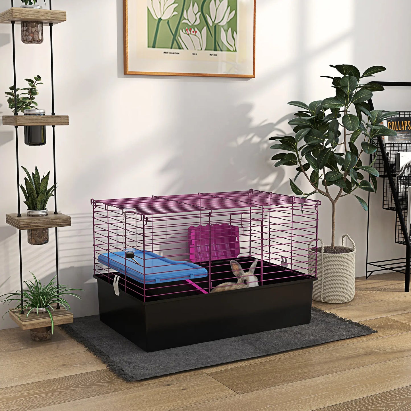 18.5" Small Animal Cage, Water Bottle, Food Dish, Platform, Ramp, Black Houses & Habitats at Gallery Canada