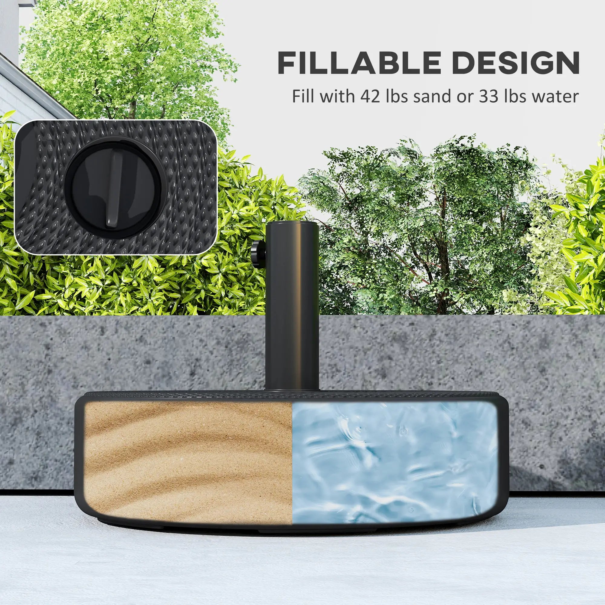 Patio Umbrella Base, 33 Lbs Water Or 42 Lbs Sand Filled, Black Umbrella Bases at Gallery Canada