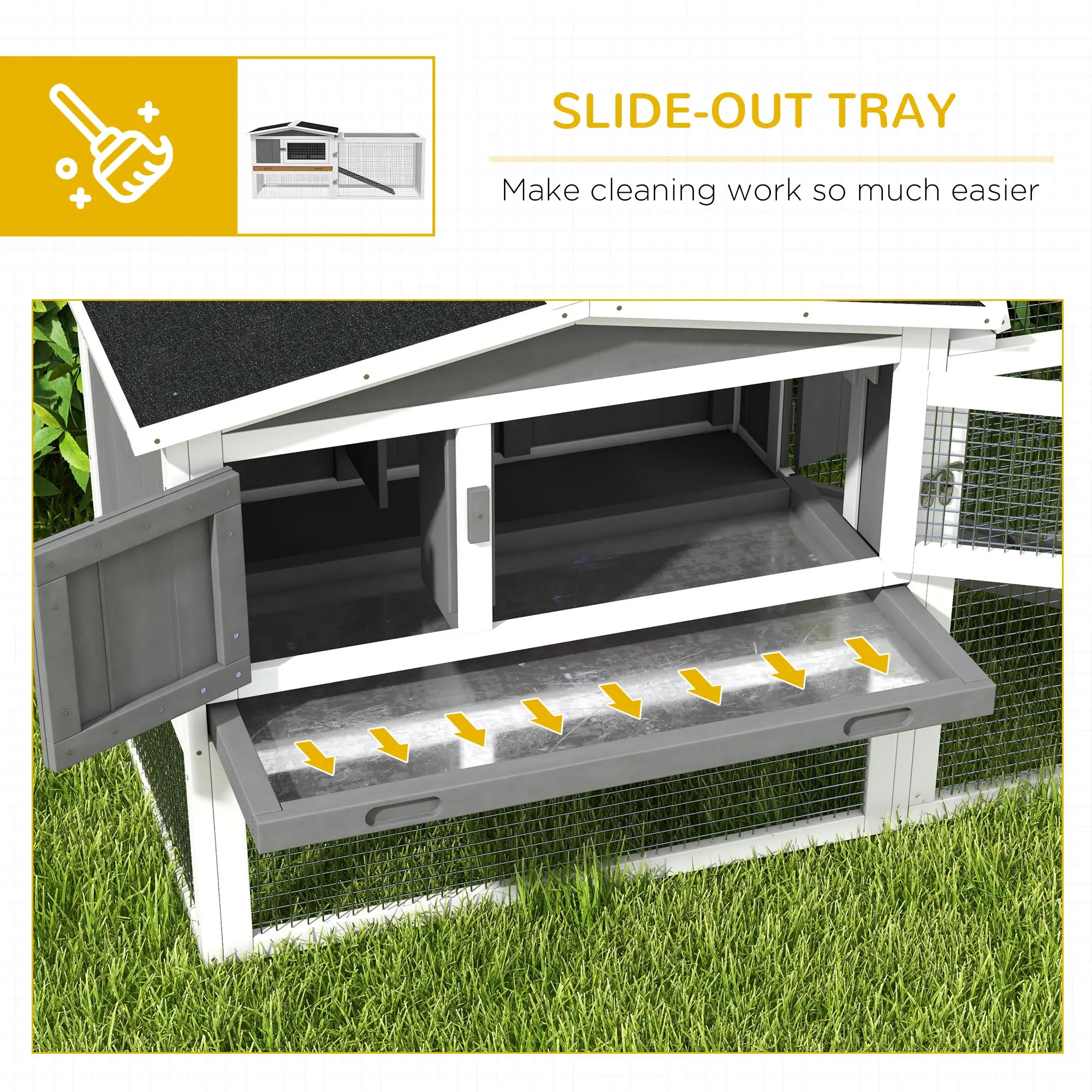 Wooden Rabbit Hutch, Guinea Pig House, Removable Tray, Openable Roof, Grey Rabbit Hutch at Gallery Canada