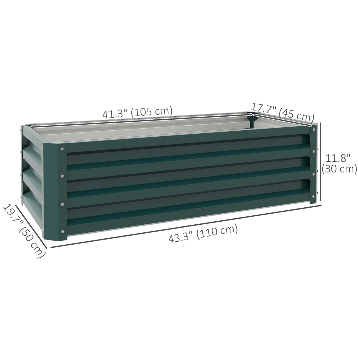 Galvanized Raised Garden Beds, Set of 2, Outdoor Planter Box, Green
