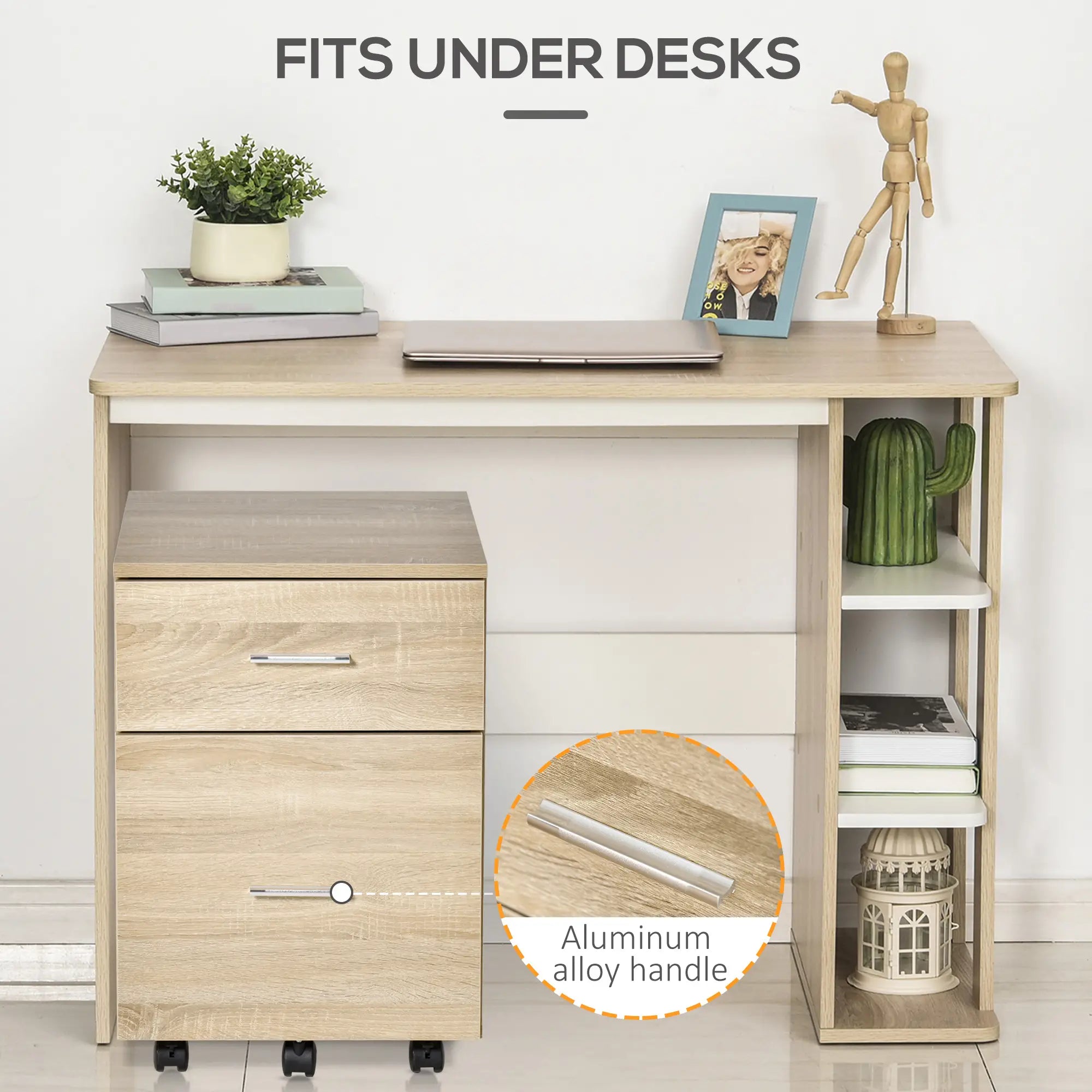 Mobile Vertical File Cabinet, 2 Drawers, Wheels, Letter or A4, Natural Office Cabinets & Cupboards at Gallery Canada