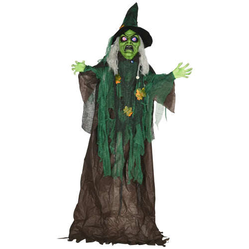 72 Inch Life Size Halloween Witch, Animated Decor with Sound, Motion Activated