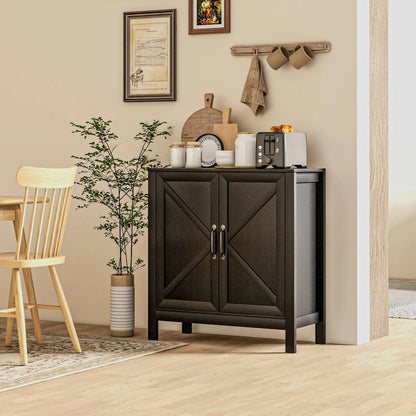 Sideboard Buffet, Kitchen Cabinet with Barn Door, Adjustable Shelves, Black Oak, Black Bar Cabinets at Gallery Canada