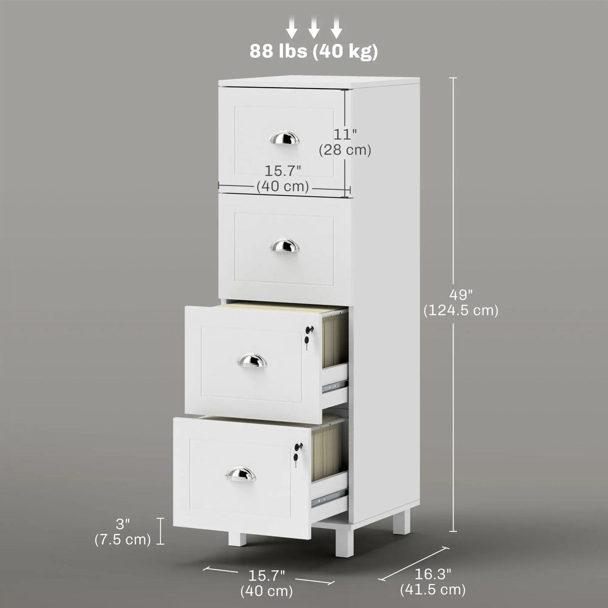 4 Drawer File Cabinet with Lock, A4 Letter Size, White Office Cabinets & Cupboards at Gallery Canada