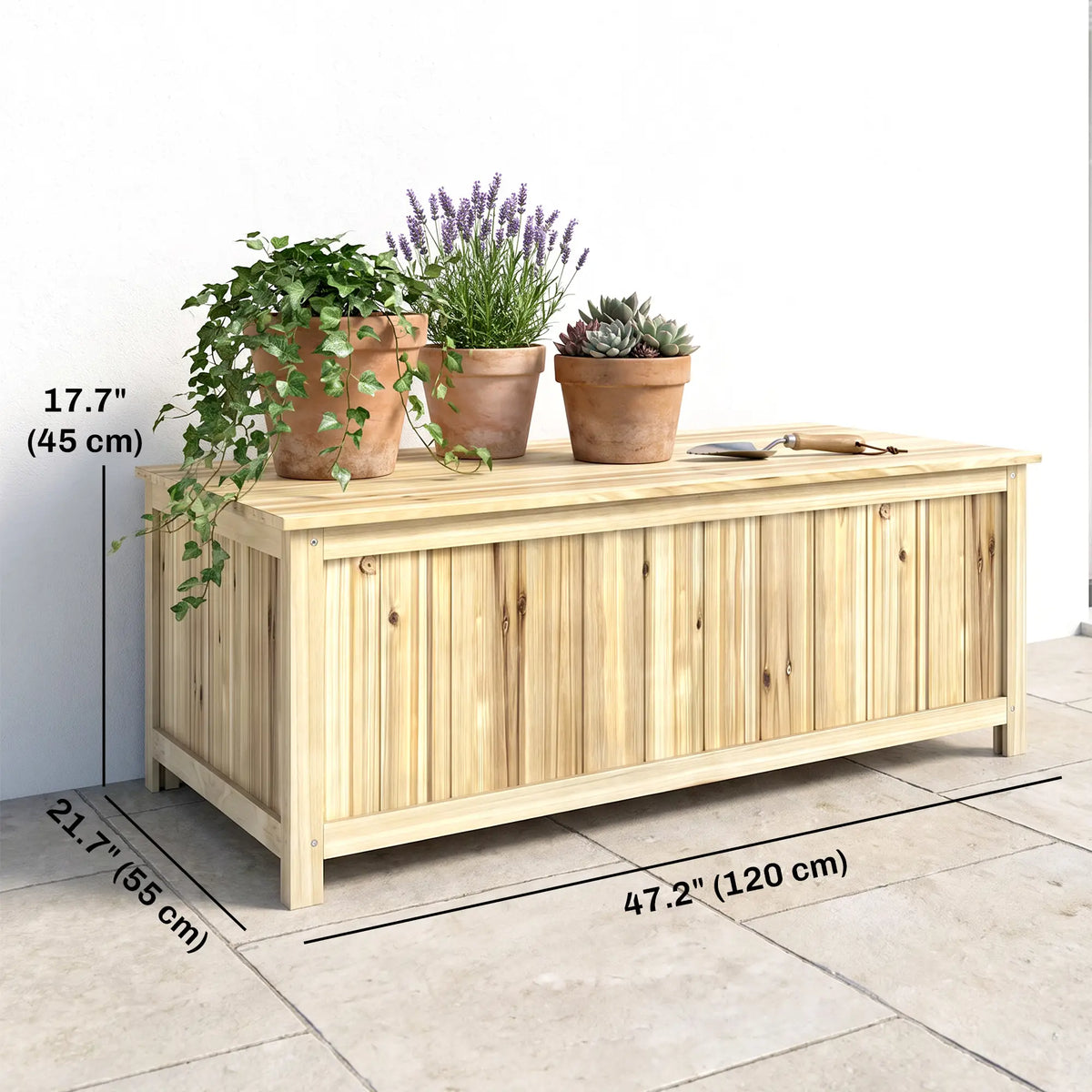 45 Gallon Wooden Storage Box, Patio Deck Box Bench, Natural Patio Storage Boxes at Gallery Canada