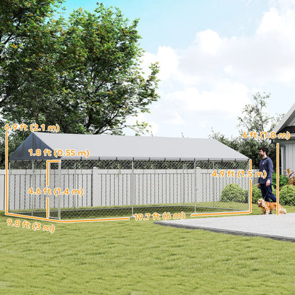 Galvanized Steel Outdoor Dog Kennel With Roof, Safety Locks, 19.7' x 9.8' x 7.1' Dog Kennels at Gallery Canada