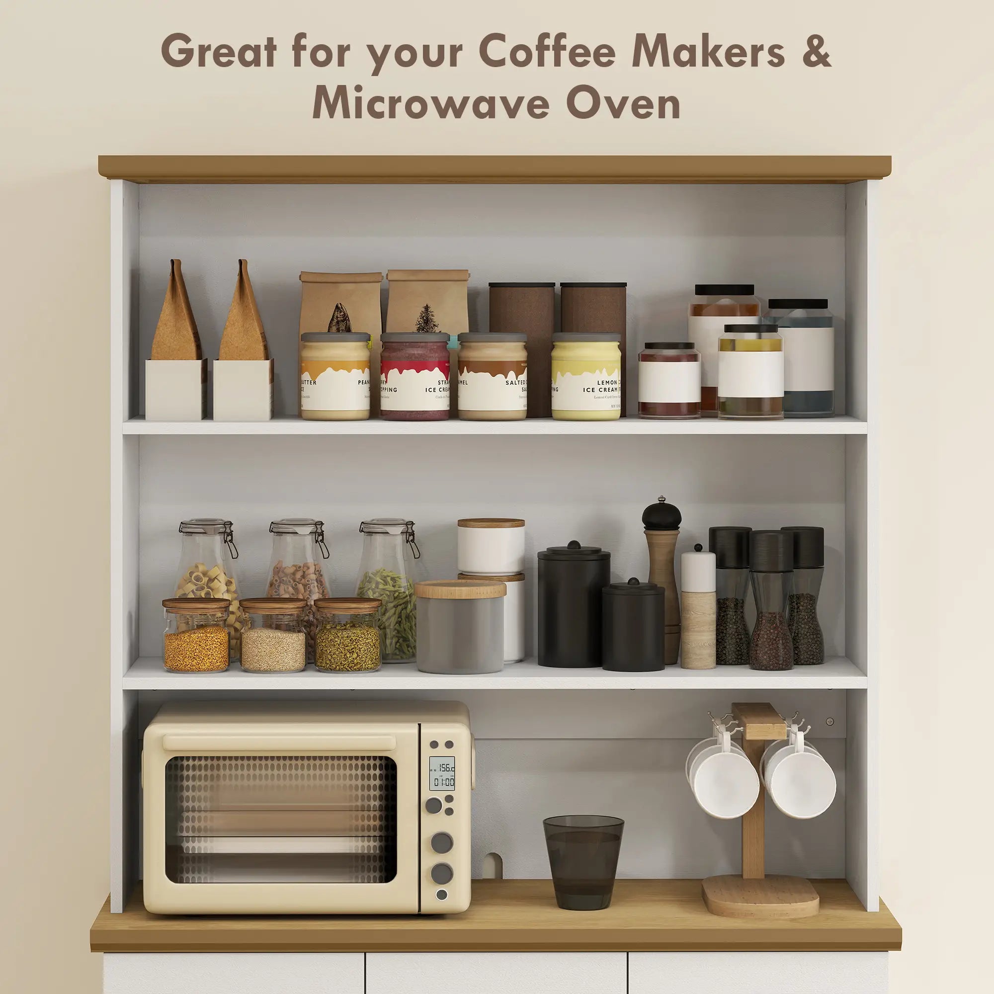 Kitchen Pantry Buffet Server Hutch, Storage Sideboard with Drawers, Cabinets Kitchen Pantry Cabinets at Gallery Canada