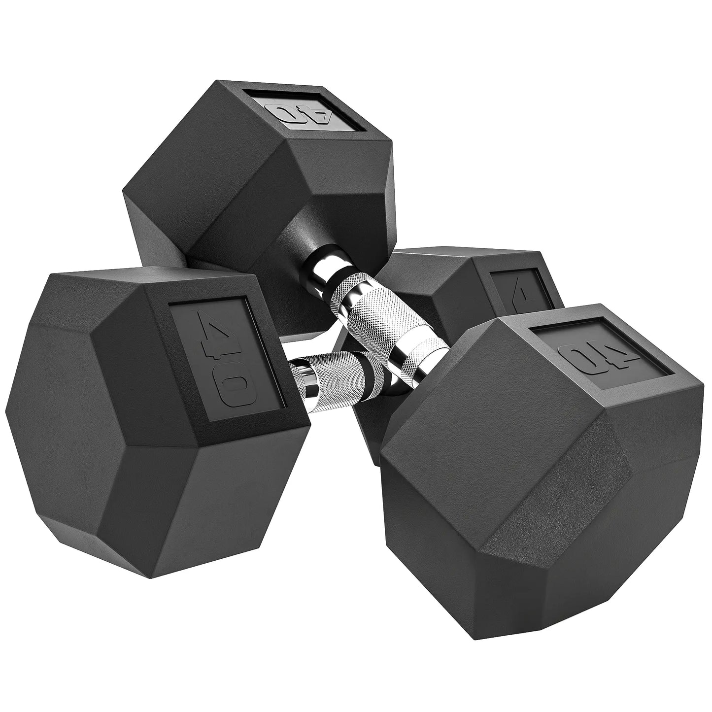 2x40 Lbs Rubber Hex Dumbbell, Weight Barbell for Gym, Black Dumbbells & Barbells at Gallery Canada